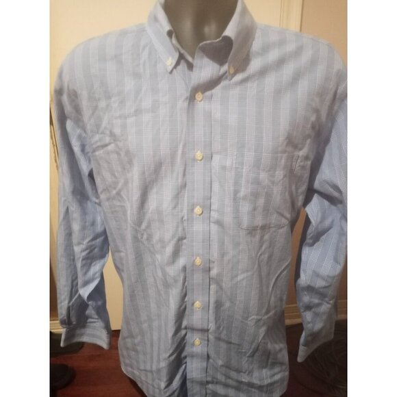 Brooks Brothers Shirt Mens Large Blue Original Polo Non Iron Supima Regular Fit - Picture 1 of 12